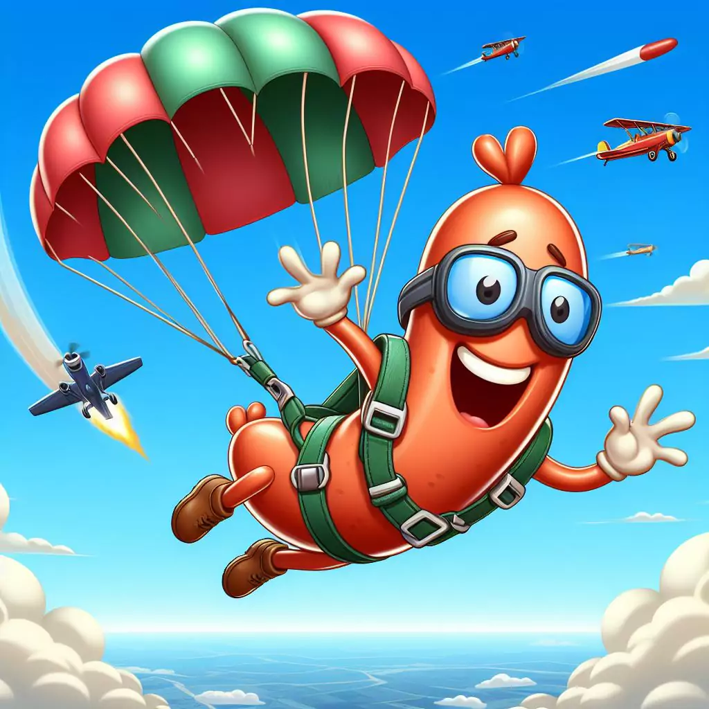 a sausage skydiving